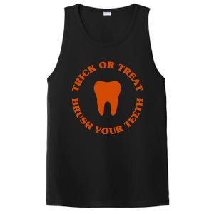 Trick Or Treat Brush Your Teeth Funny Dental Halloween Pun Cool Gift PosiCharge Competitor Tank