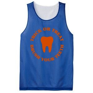 Trick Or Treat Brush Your Teeth Funny Dental Halloween Pun Cool Gift Mesh Reversible Basketball Jersey Tank