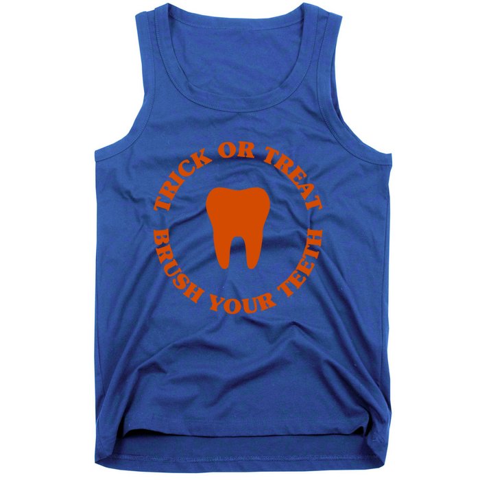 Trick Or Treat Brush Your Teeth Funny Dental Halloween Pun Cool Gift Tank Top