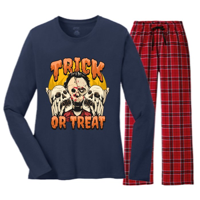 Trick Or Treat Women's Long Sleeve Flannel Pajama Set 