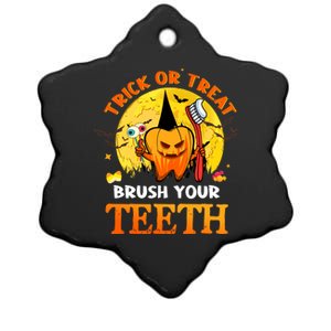 Trick Or Treat Brush Your Teeth Dental Dentist Halloween Meaningful Gift Ceramic Star Ornament