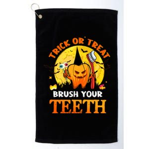 Trick Or Treat Brush Your Teeth Dental Dentist Halloween Meaningful Gift Platinum Collection Golf Towel