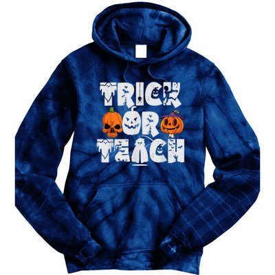 Trick or Teach Funny Halloween for Teachers Tie Dye Hoodie