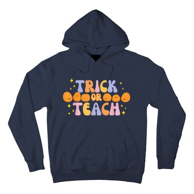 Trick or Teach Retro Groovy Pumpkin Teacher Halloween Cute T Hoodie