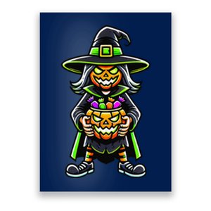 Trick Or Treat Witch Pumpkin Mask Halloween Festival Scary Poster