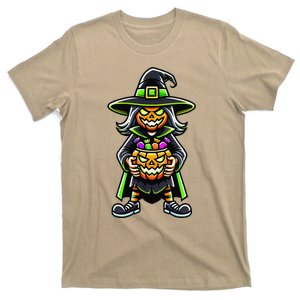 Trick Or Treat Witch Pumpkin Mask Halloween Festival Scary T-Shirt