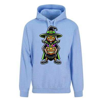 Trick Or Treat Witch Pumpkin Mask Halloween Festival Scary Unisex Surf Hoodie