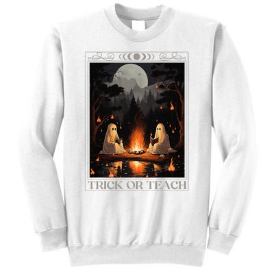 Trick Or Teach Ghost Books Reading Tarot Teachers Halloween Sweatshirt