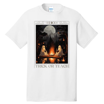 Trick Or Teach Ghost Books Reading Tarot Teachers Halloween Tall T-Shirt