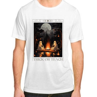 Trick Or Teach Ghost Books Reading Tarot Teachers Halloween Adult ChromaSoft Performance T-Shirt