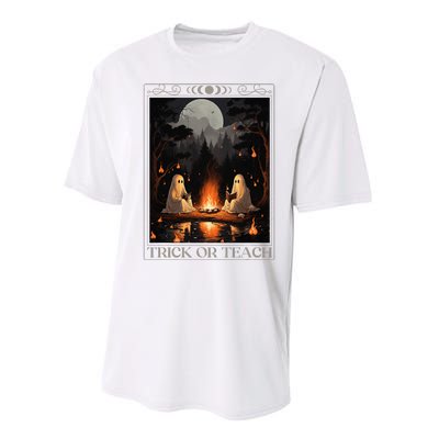 Trick Or Teach Ghost Books Reading Tarot Teachers Halloween Performance Sprint T-Shirt