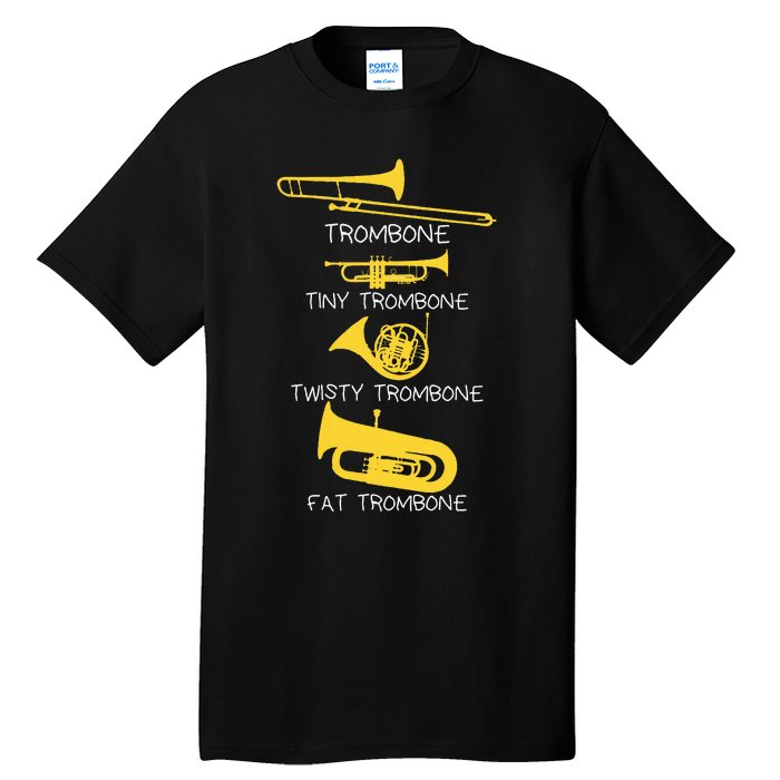 Types Of Trombone Player  Marching Jazz Band Tall T-Shirt