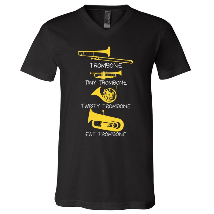 Types Of Trombone Player  Marching Jazz Band V-Neck T-Shirt