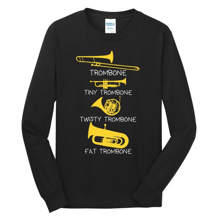 Types Of Trombone Player  Marching Jazz Band Tall Long Sleeve T-Shirt