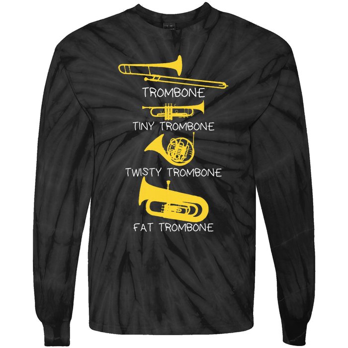 Types Of Trombone Player  Marching Jazz Band Tie-Dye Long Sleeve Shirt