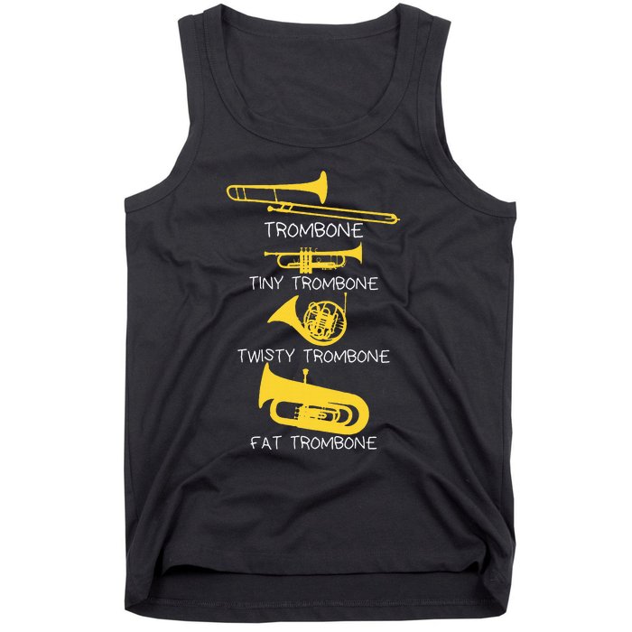 Types Of Trombone Player  Marching Jazz Band Tank Top