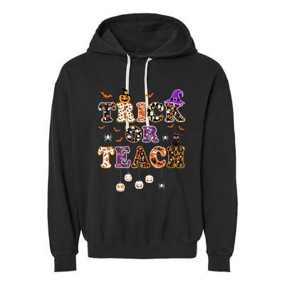 Trick Or Teach Retro Halloween Teacher Costume Garment-Dyed Fleece Hoodie