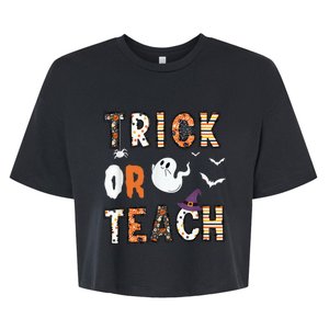 Trick Or Teach Funny Teacher Halloween Costume Bella+Canvas Jersey Crop Tee