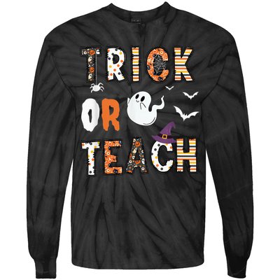 Trick Or Teach Funny Teacher Halloween Costume Tie-Dye Long Sleeve Shirt