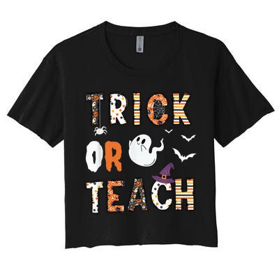Trick Or Teach Funny Teacher Halloween Costume Crop Top