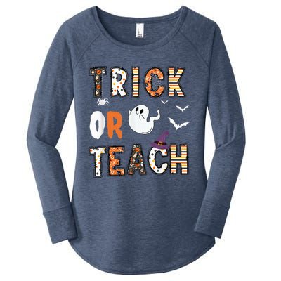 Trick Or Teach Funny Teacher Halloween Costume Women's Perfect Tri Tunic Long Sleeve Shirt