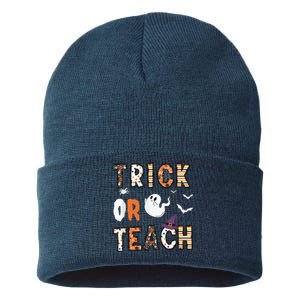 Trick Or Teach Funny Teacher Halloween Costume Sustainable Knit Beanie