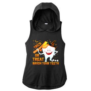 Trick Or Treat Brush Your Teeth Dentist Halloween Costume Gift Ladies PosiCharge Tri-Blend Wicking Draft Hoodie Tank