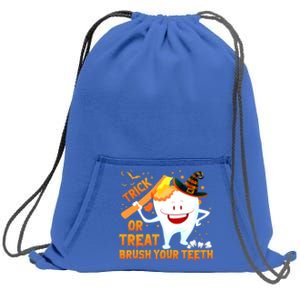 Trick Or Treat Brush Your Teeth Dentist Halloween Costume Gift Sweatshirt Cinch Pack Bag