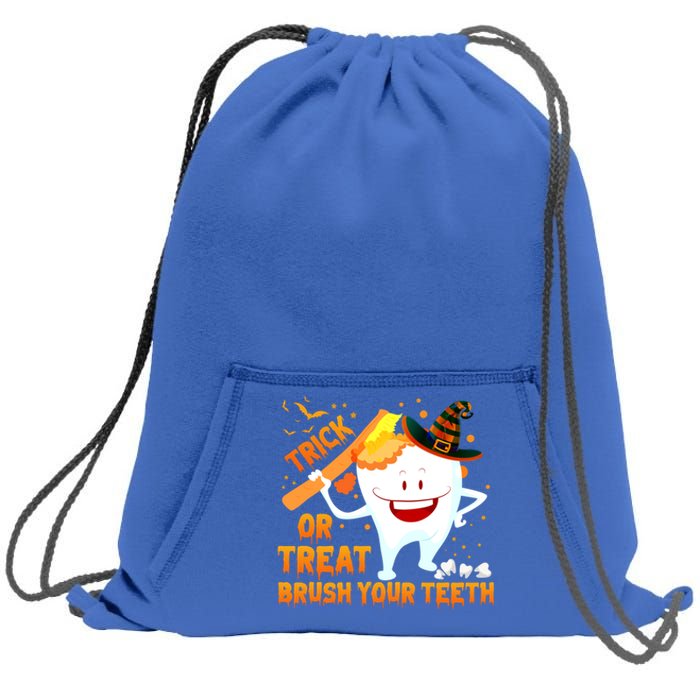 Trick Or Treat Brush Your Teeth Dentist Halloween Costume Gift Sweatshirt Cinch Pack Bag