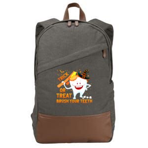 Trick Or Treat Brush Your Teeth Dentist Halloween Costume Gift Cotton Canvas Backpack