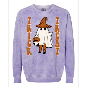 Trick Or Treat Festive Halloween Ghost Colorblast Crewneck Sweatshirt