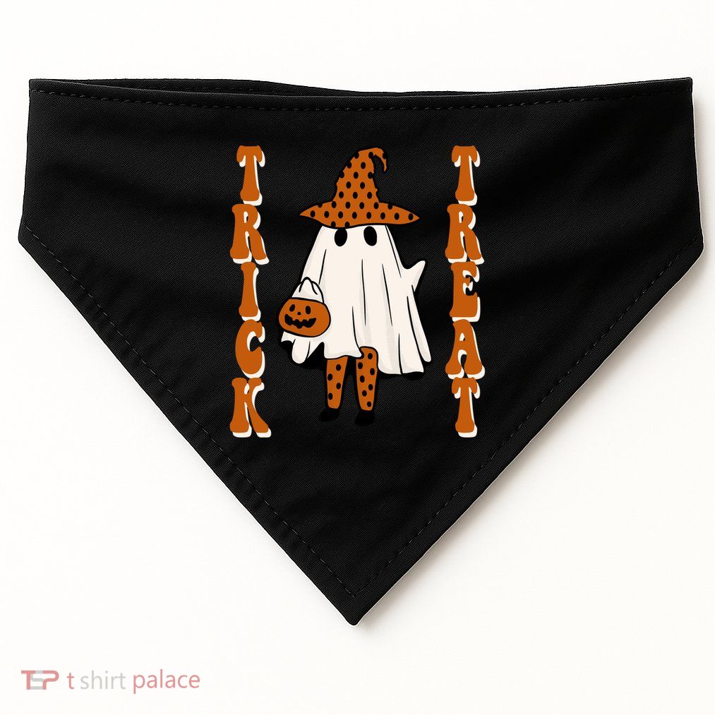 Trick Or Treat Festive Halloween Ghost USA-Made Doggie Bandana