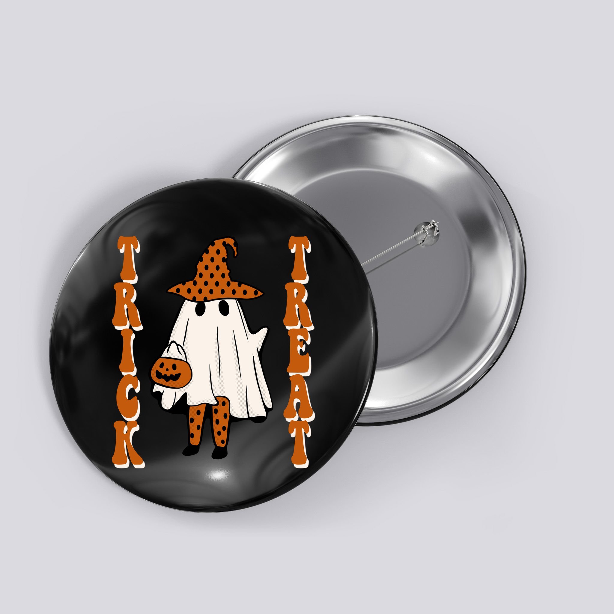 Trick Or Treat Festive Halloween Ghost Button
