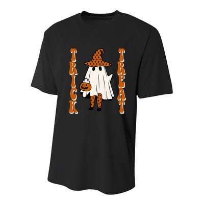 Trick Or Treat Festive Halloween Ghost Youth Performance Sprint T-Shirt