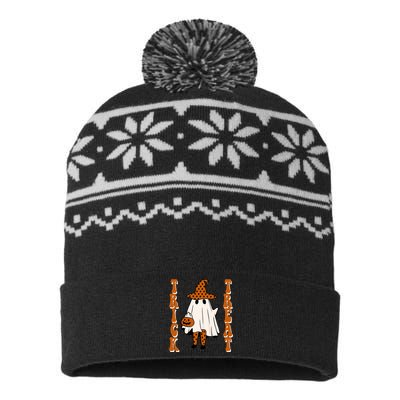 Trick Or Treat Festive Halloween Ghost USA-Made Snowflake Beanie