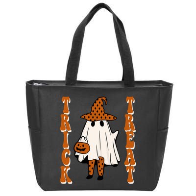 Trick Or Treat Festive Halloween Ghost Zip Tote Bag
