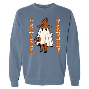 Trick Or Treat Festive Halloween Ghost Garment-Dyed Sweatshirt