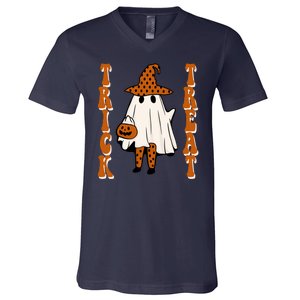 Trick Or Treat Festive Halloween Ghost V-Neck T-Shirt