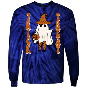 Trick Or Treat Festive Halloween Ghost Tie-Dye Long Sleeve Shirt