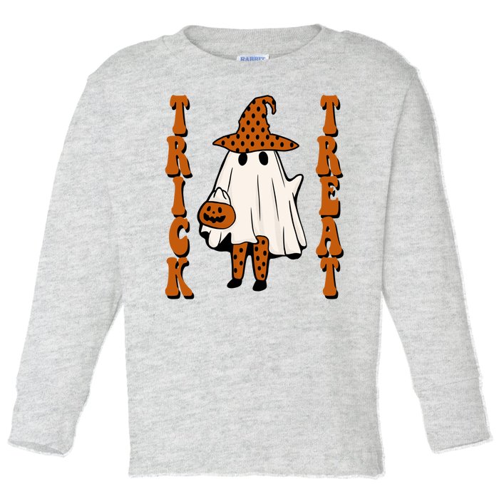 Trick Or Treat Festive Halloween Ghost Toddler Long Sleeve Shirt