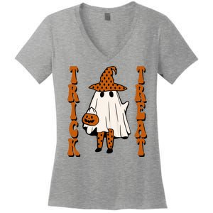 Trick Or Treat Festive Halloween Ghost Women's V-Neck T-Shirt