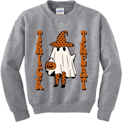 Trick Or Treat Festive Halloween Ghost Kids Sweatshirt