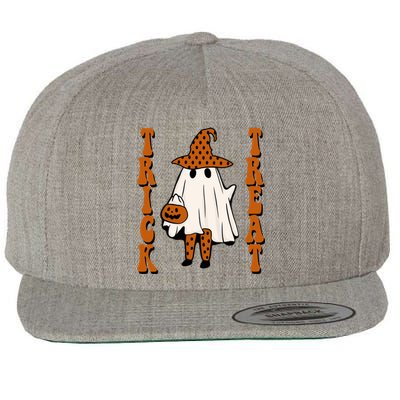 Trick Or Treat Festive Halloween Ghost Wool Snapback Cap