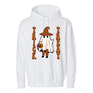 Trick Or Treat Festive Halloween Ghost Garment-Dyed Fleece Hoodie