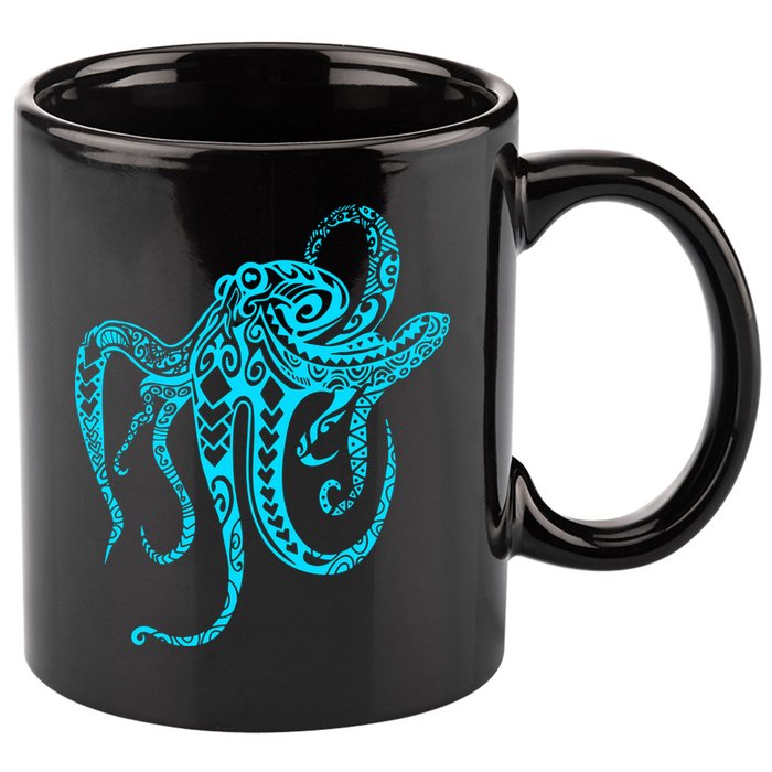 Tribal Octopus 11oz C Handle Ceramic Mug
