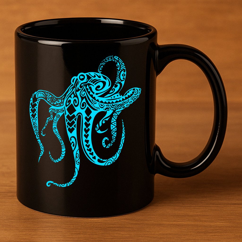 Tribal Octopus 11oz C Handle Ceramic Mug