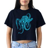 Tribal Octopus Women's Crop Top Tee