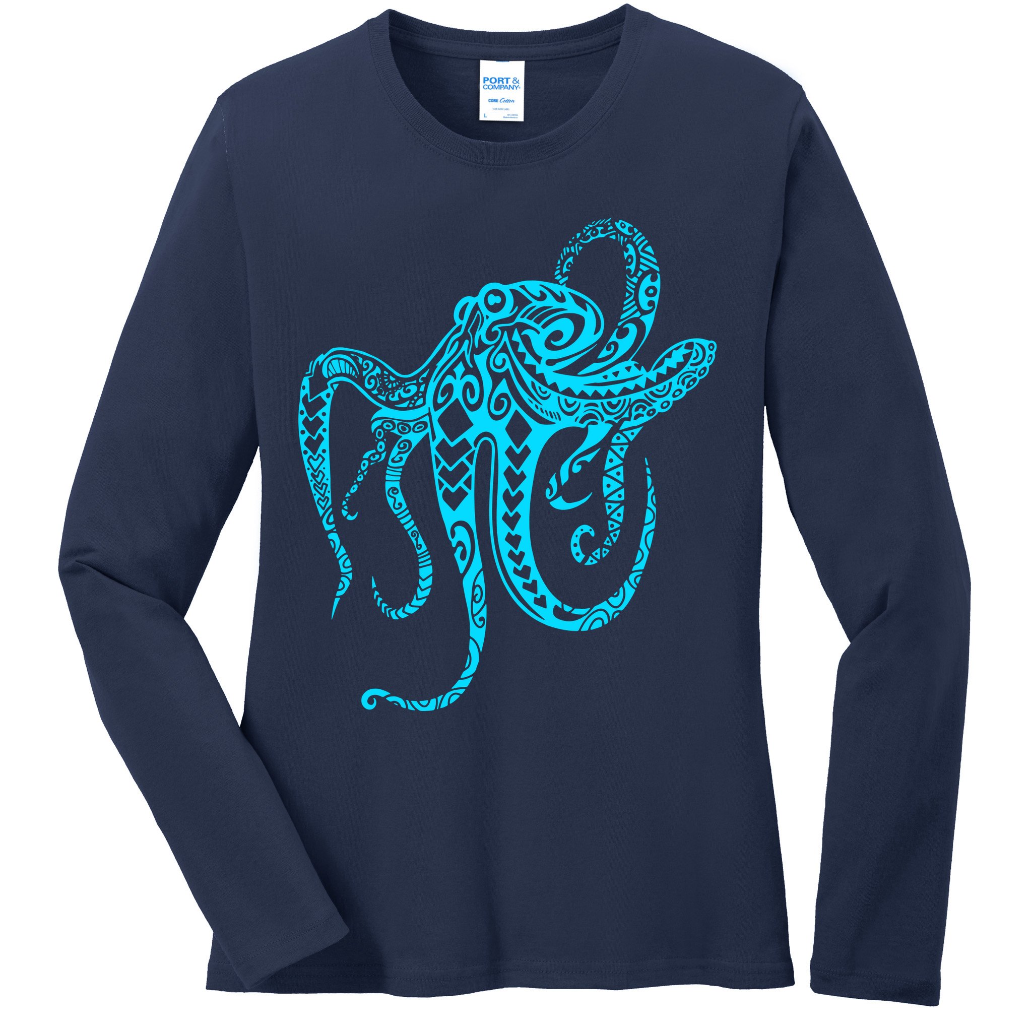 Tribal Octopus Ladies Long Sleeve Shirt