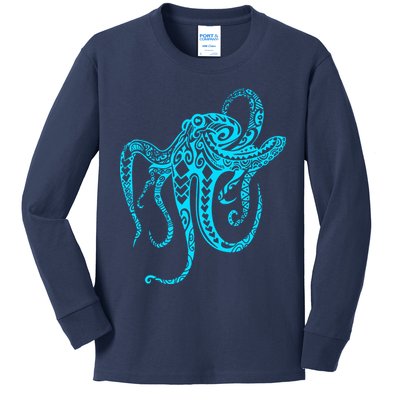 Tribal Octopus Kids Long Sleeve Shirt