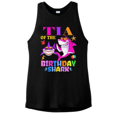 Tia Of The Birthday Shark Tia Shark MotherS Day Mom Shark Ladies PosiCharge Tri-Blend Wicking Tank